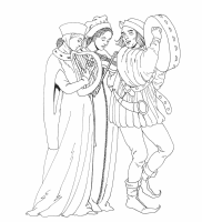 A coloring page of middle ages clothing